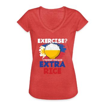 Riz - T-shirt vintage Femme - rouge chiné - Devant - Danielle (179cm)