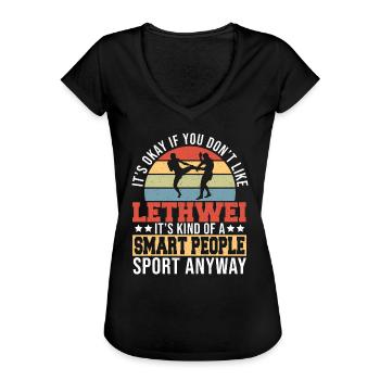 Lethwei Burmese Gift - Women's Vintage T-Shirt - black - Front - Danielle (179cm)
