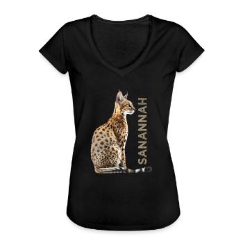 Savannah - Frauen Vintage T-Shirt - Schwarz - Vorne - Danielle (179cm)