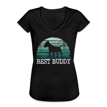 Bullterrier Vintage Hundeliebhaber Geschenk - Frauen Vintage T-Shirt - Schwarz - Vorne - Danielle (179cm)