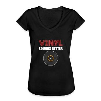Le vinyle sonne mieux. Pour les collectionneurs de LP - T-shirt vintage Femme - noir - Devant - Danielle (179cm)