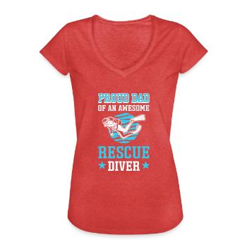 Fier père d’un grand plongeur de sauvetage. - T-shirt vintage Femme - rouge chiné - Devant - Danielle (179cm)