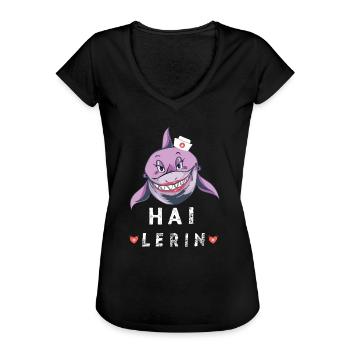 Hai Lerin Lustiges Hai Motiv Heilerin Ärztin - Frauen Vintage T-Shirt - Schwarz - Vorne - Danielle (179cm)