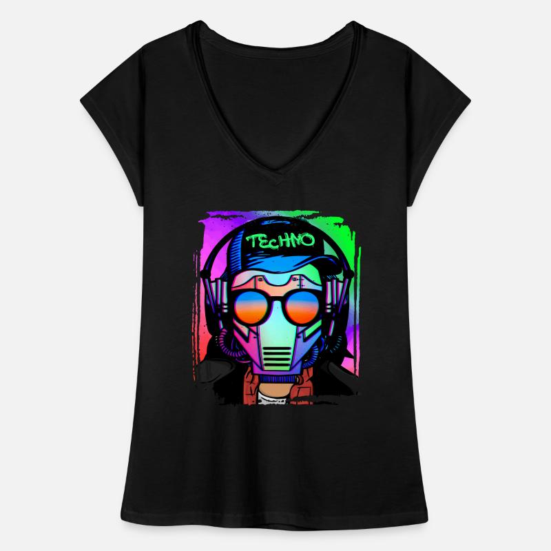 Psychedelic / Techno / Minimal Head Design Frauen Vintage T-Shirt