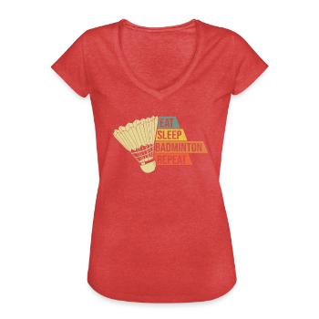 Badminton Rétro Vintage - T-shirt vintage Femme - rouge chiné - Devant - Danielle (179cm)