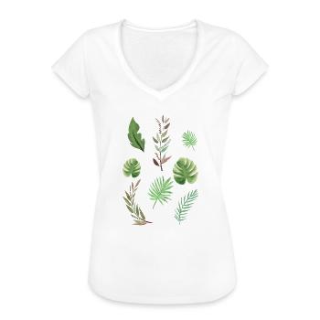 Plantes Plantes Feuilles - T-shirt vintage Femme - noir - Devant - Danielle (179cm)