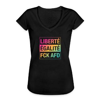 Liberté Égalité FCK AFD Shirt - Frauen Vintage T-Shirt - Schwarz - Vorne