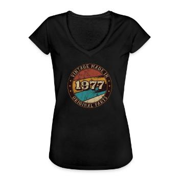 1977 Geburtstag Vintage Geschenkidee - Frauen Vintage T-Shirt - Schwarz - Vorne - Danielle (179cm)