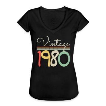 Jahrgang 1980 - Frauen Vintage T-Shirt - Schwarz - Vorne