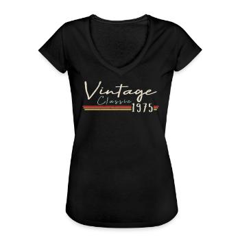 Vintage Original since 1975 Geburtstag Retro 1975 - Frauen Vintage T-Shirt - Schwarz - Vorne - Danielle (179cm)