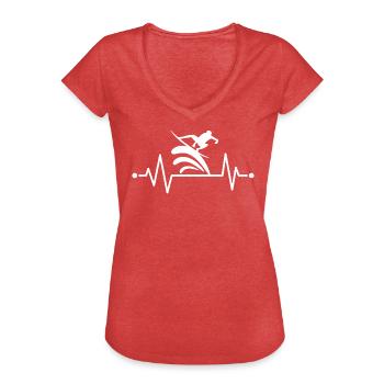 Herzschlag Surfer, Surfen, Surfing EKG - Frauen Vintage T-Shirt - Rot meliert - Vorne - Danielle (179cm)