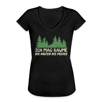 Ich Mag Bäume Die Halten Die Fresse - Frauen Vintage T-Shirt - Schwarz - Vorne - Danielle (179cm)