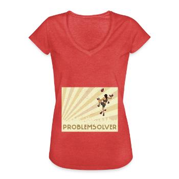 Mur de gymnase de sport d’escalade de bloc - T-shirt vintage Femme - rouge chiné - Devant - Danielle (179cm)