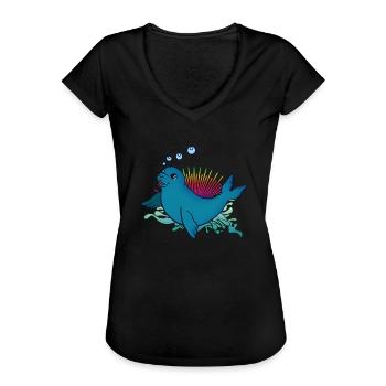 Seehund - Frauen Vintage T-Shirt - Schwarz - Vorne - Danielle (179cm)