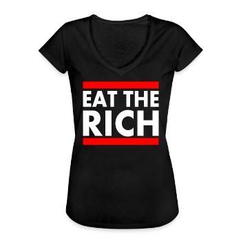 Eat the rich - Frauen Vintage T-Shirt - Schwarz - Vorne - Danielle (179cm)