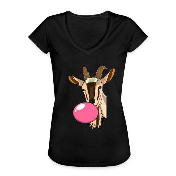Ziege Kaugummi - Frauen Vintage T-Shirt - Schwarz - Vorne - Danielle (179cm)