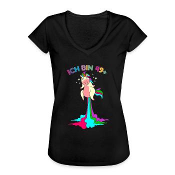 ich bin 49 plus pupsender Einhorn 50. Geburtstag - Frauen Vintage T-Shirt - Schwarz - Vorne
