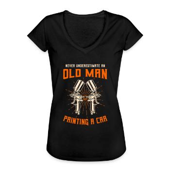 Peintre de carrosserie Mécanicien automobile Peintre de voiture - T-shirt vintage Femme - noir - Devant - Danielle (179cm)