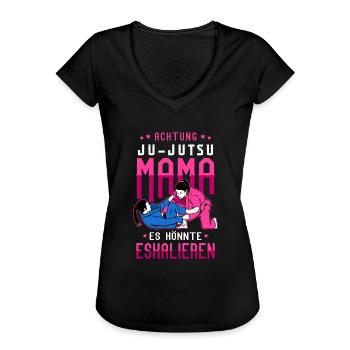 Kampfsport Kampfkunst Ju-Jutsu Mama - Frauen Vintage T-Shirt - Schwarz - Vorne - Danielle (179cm)