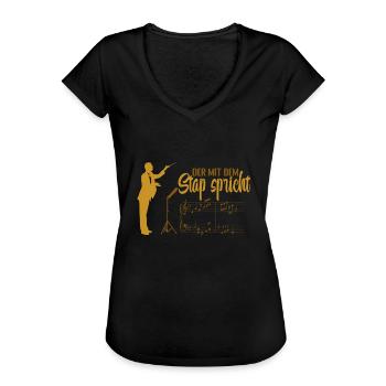 Chorleiter Dirigenten bei der Probe Taktstock - Frauen Vintage T-Shirt - Schwarz - Vorne - Danielle (179cm)