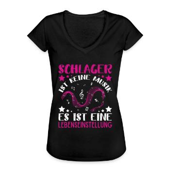 Schlager Schlagermusik Schlagerparty - Frauen Vintage T-Shirt - Schwarz - Vorne - Danielle (179cm)