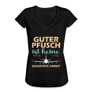 Luftfahrt Techniker - Frauen Vintage T-Shirt - Schwarz - Vorne - Danielle (179cm)