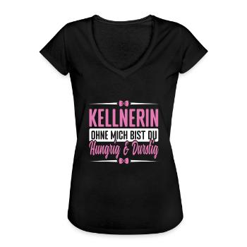 Kellnerin Bedienung - Frauen Vintage T-Shirt - Schwarz - Vorne - Danielle (179cm)