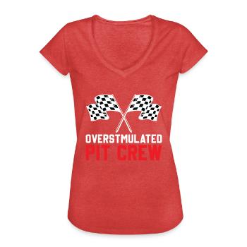 Pit Crew Mom Checkered Flag Goggles Bandana - Women's Vintage T-Shirt - heather red - Front - Danielle (179cm)