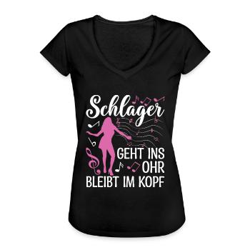 Schlager Schlagermusik Schlagerparty - Frauen Vintage T-Shirt - Schwarz - Vorne