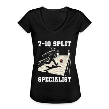 Bowler Funny Bowling - Frauen Vintage T-Shirt - Schwarz - Vorne - Danielle (179cm)