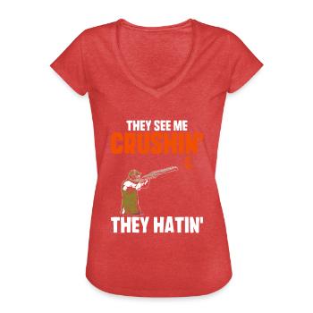 Skeet Shooting - Frauen Vintage T-Shirt - Rot meliert - Vorne - Danielle (179cm)