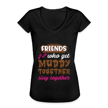 mud running mud run girl - Frauen Vintage T-Shirt - Schwarz - Vorne - Danielle (179cm)
