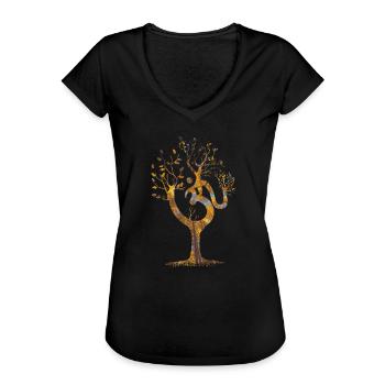 Om Yoga Baum - Frauen Vintage T-Shirt - Schwarz - Vorne