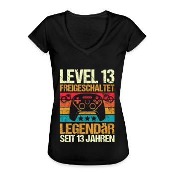 Veilchenhochzeit 13 jahre Hochzeitstag Ehemann - Frauen Vintage T-Shirt - Schwarz - Vorne - Danielle (179cm)