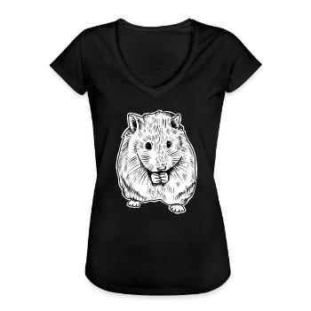 Hamster - Frauen Vintage T-Shirt - Schwarz - Vorne - Danielle (179cm)