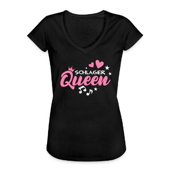 Schlager Queen Party Musik - Frauen Vintage T-Shirt - Schwarz - Vorne