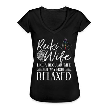 Spirituelles Helaer Chakra Ehefrau Reiki - Frauen Vintage T-Shirt - Schwarz - Vorne - Danielle (179cm)