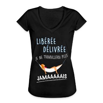 Femme Retraite Humour Maman Collègue De Travail - T-shirt vintage Femme - noir - Devant - Danielle (179cm)