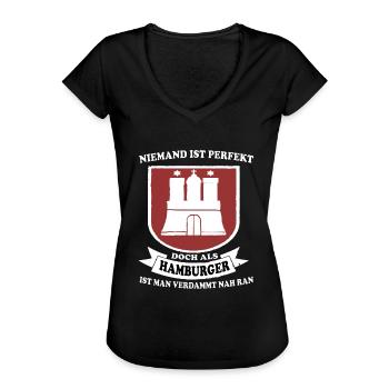 Hambuger Hamburger Hafen Hamburg Hansestadt - Frauen Vintage T-Shirt - Schwarz - Vorne - Danielle (179cm)