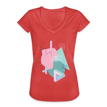 Shape Design Vintage Tribar - Frauen Vintage T-Shirt - Rot meliert - Vorne - Danielle (179cm)