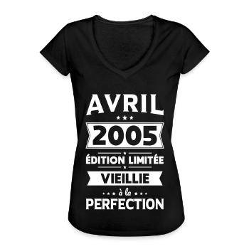 Anniversaire 20 ans - Avril 2005 Perfection - T-shirt vintage Femme - noir - Devant - Danielle (179cm)