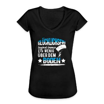 Fallschirmspringen Fallschirmsprung - Frauen Vintage T-Shirt - Schwarz - Vorne - Danielle (179cm)