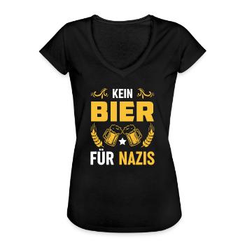 Pas de bière pour les nazis - T-shirt vintage Femme - noir - Devant - Danielle (179cm)