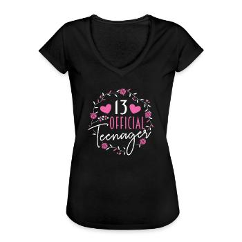 13. Geburtstag Teenager - Frauen Vintage T-Shirt - Schwarz - Vorne - Danielle (179cm)