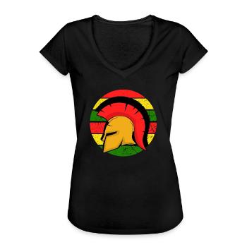 SKINNHEAD, OI, SKA,REGGAE,MARLEY,RASTAFARI,Trojan - Women's Vintage T-Shirt - black - Front - Danielle (179cm)