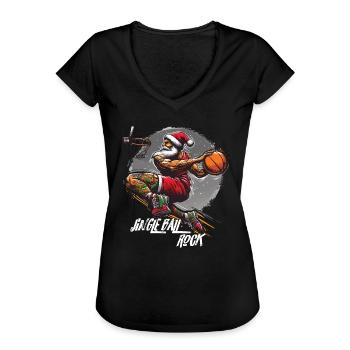 Jultomten, Slam Dunk, Basket, Jingel, Boll Rock - Vintage-T-shirt dam - svart - Fram