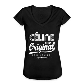 Céline ORIGINAL cadeau personnalisé prénom céline - T-shirt vintage Femme - noir - Devant