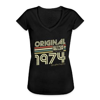 Original 1974 Jahrgang Vintage Geburtstag Retro - Frauen Vintage T-Shirt - Schwarz - Vorne