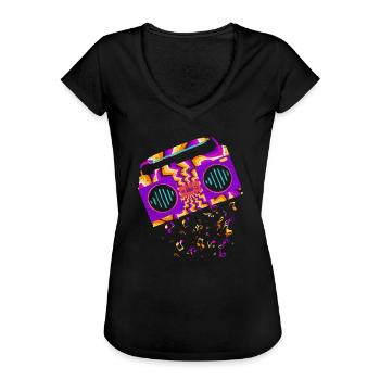 Retro Music - Frauen Vintage T-Shirt - Schwarz - Vorne - Danielle (179cm)
