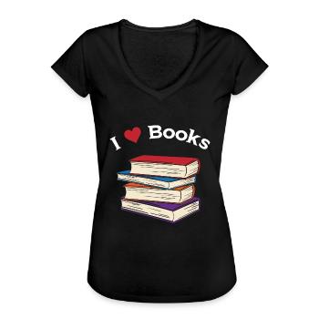 Buch Bücher Liebe - Frauen Vintage T-Shirt - Schwarz - Vorne - Danielle (179cm)